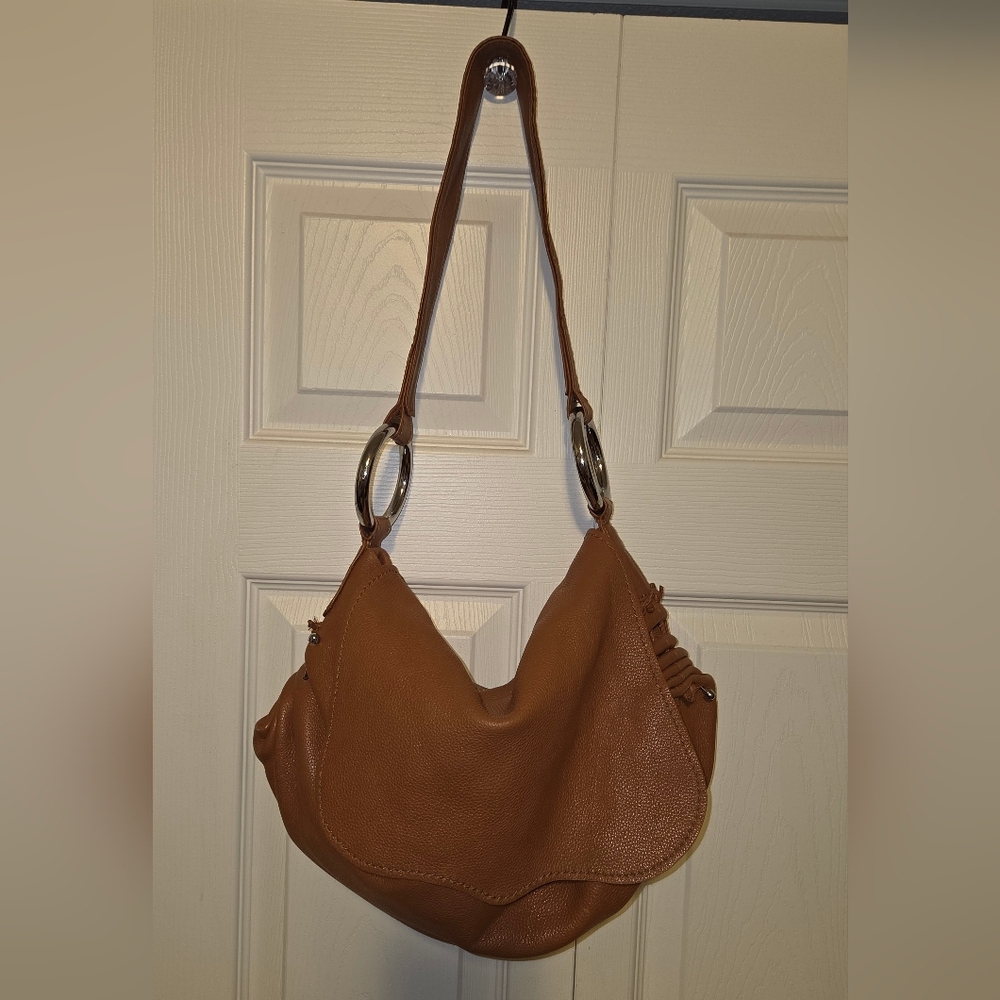 Chi by Carlos Falchi Genuine Leather Satchel Brown/Tan